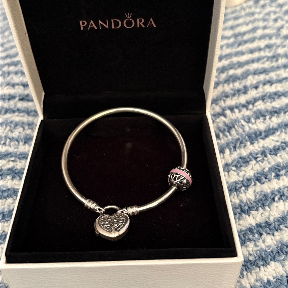Authentic Pandora Limited edition Silver Bracelet with Pink Heart Charm